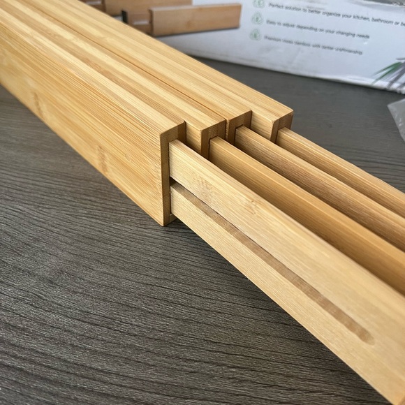 Bamboo 4Pcs Drawer Dividers Bamboo Separators Organization Expandable Organizers - Picture 5 of 6